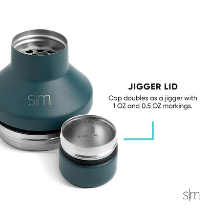 Simple Modern Cocktail Shaker Set with Jigger Lid | Stainless Steel Boston Shaker Insulated Martini Mixer for Mocktails | Gifts for Men Women Him Her | Classic Collection | 20oz | Almond Birch
