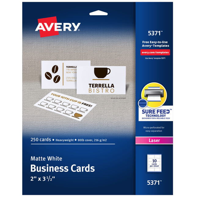 Avery Printable Business Cards with Sure Feed Tech