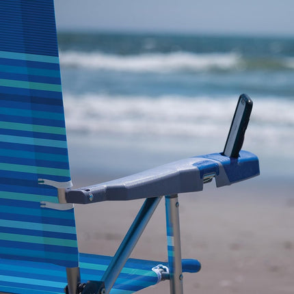 Tommy Bahama 15" Extended Height 4 Position Folding Beach Chair, Stripe