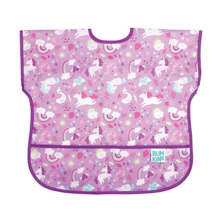 Bumkins Junior Bib, Adjustable Hook & Loop Closure, Catch-All Pocket, Baby-Led Weaning, Waterproof, Machine Washable, Stain & Odour Resistant, BPA Free, 1-3 Years, Unicorn Design