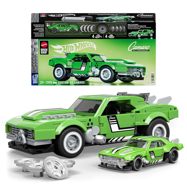 Mattel Brick Shop Hot Wheels Speed Series Construction Kit, Custom '68 Camaro with 289 Pieces, Realistic Details and Individual Stickers, for Collectors and Children from 10 Years, JFT16