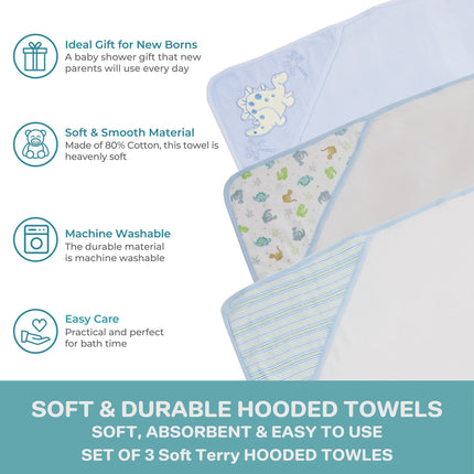 Spasilk 3 pack Soft Terry Hooded Towel Set