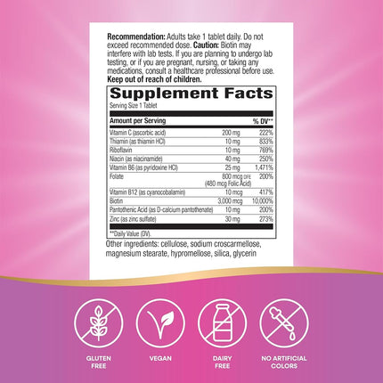 Enzymatic Therapy Biotin Forte Tablets with Zinc, 60 Count