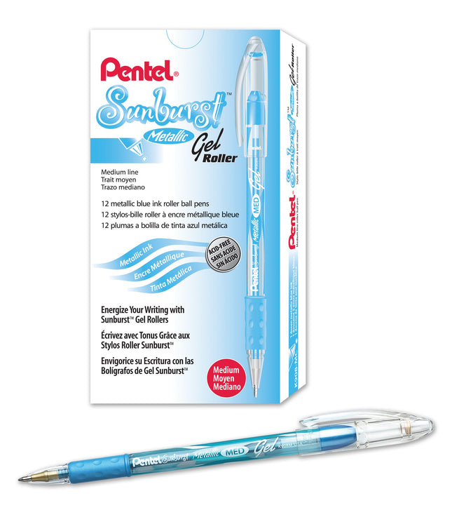 Pentel Sunburst Metallic Gel Pen, 0.8mm Tip Writes