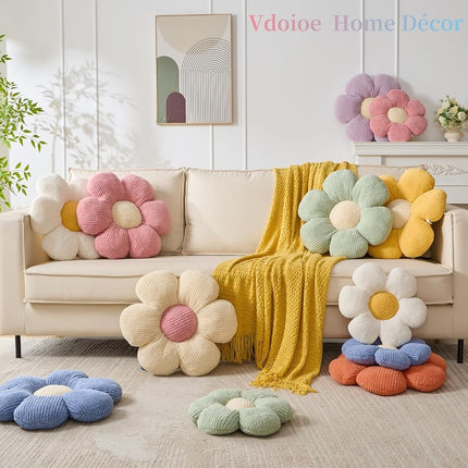 Vdoioe Flower Pillow, Cute Daisy Pillow Off White Throw Pillow Cushion 15.75" Home Decorative for Couch Bed