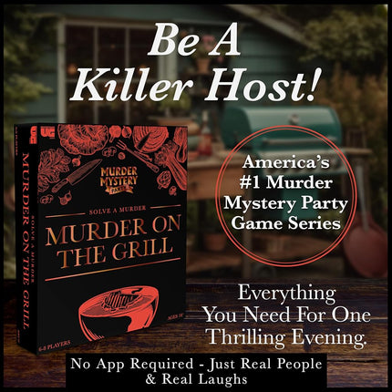 Murder Mystery Party, A Murder on the Grill, Host Your Own Cookout Murder Mystery Dinner for 8 Adult Players, Solve the Case with Crime Scene Clues, 18 Years and Up