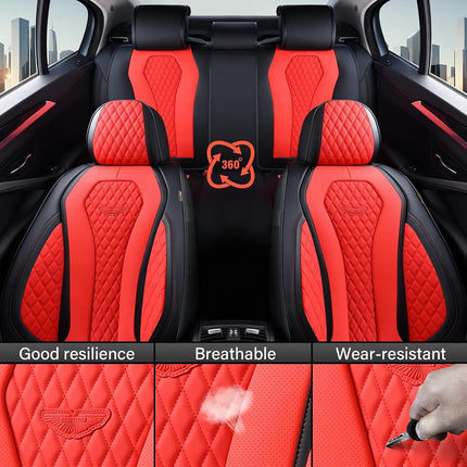 Coverado Seat Covers 2 Pack, Car Seat Covers Front Seats, Red Car Seat Cover, Waterproof Car Seat Covers, Car Seat Cushion, Front Leather Seat Protector Fit for Most Cars