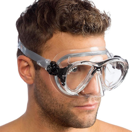 Cressi Big Eyes Evo & Alpha Ultra Dry Snorkel Set Adults - Silicone Snorkel Mask - Dry-Top Breathing Tube - Fit Diving Mask - Clear/Black