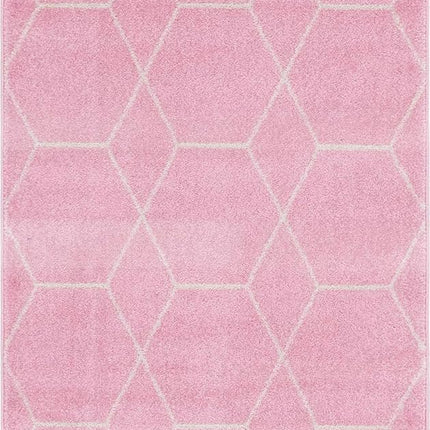 Unique Loom Trellis Frieze Collection Lattice Moroccan Geometric Modern Pink Area Rug (3' 3 x 5' 3)