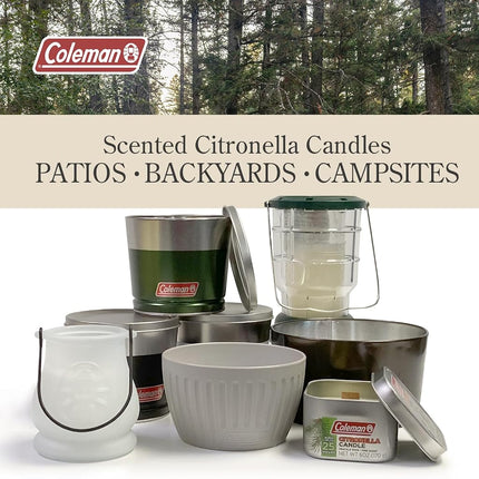 Coleman Outdoor Citronella Candle, Decorative Tin Bucket Candle for Patio, Backyard, Camping, and Outdoor Use, Up to 25 Hours Burn Time, 11oz