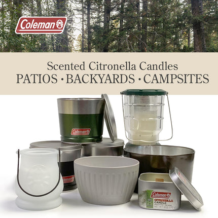 Coleman Outdoor Citronella Candle, Decorative Tin Bucket Candle for Patio, Backyard, Camping, and Outdoor Use, Up to 25 Hours Burn Time, 11oz