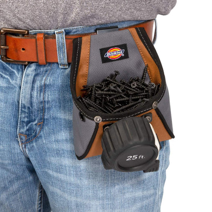Bolsa de trabajo rígida para clavos/tornillos Dickies con clip para cinta métrica, clip de acero de ajuste universal para cinturón de herramientas, costuras remachadas construidas para durar