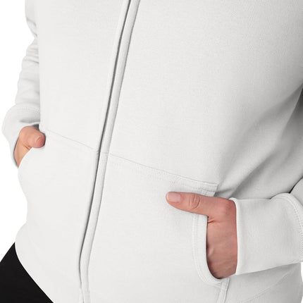 Hanes Women's, EcoSmart Fleece Full Hoodie, Zip-up Hooded Sweatshirt Warm Up or Track Jacket, White, Large