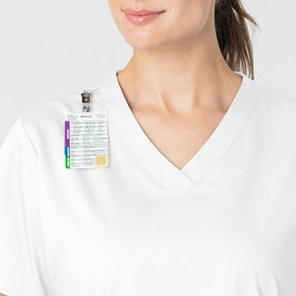 WonderWink Women's Wonderwork V-Neck Scrub Top, White, Medium