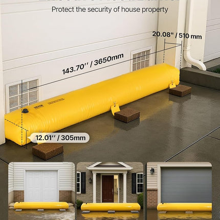 Flood Barrier, Flood Bags, Sandbag Alternative, Water Barrier for Flooding with Great Waterproof Effect, Reusable PVC Water Diversion Tubes, Lightweight Flood Barriers for Home, Door, Garage(12FT*6in)