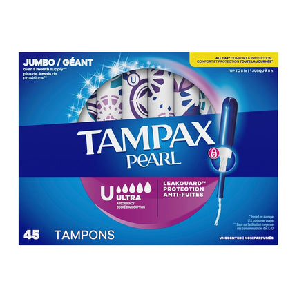 Tampax Pearl, Ultra, Plastic Tampons, Unscented, 50 Count