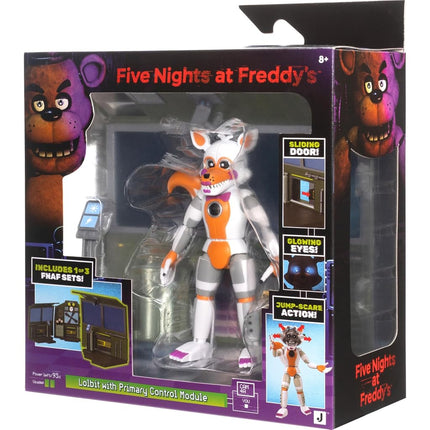 Jazwares Five Nights at Freddy’s Lolbit Office Set - 5-Inch Articulated Figure with Jumpscare Feature, Glow-in-The-Dark Eyes, and Diorama