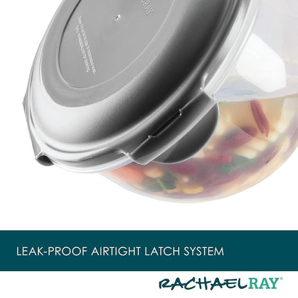 Rachael Ray Leak-Proof Nestable Container Food Storage Bin Set, 10 Piece, Gray Lids