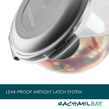Rachael Ray Leak-Proof Nestable Container Food Storage Bin Set, 10 Piece, Gray Lids