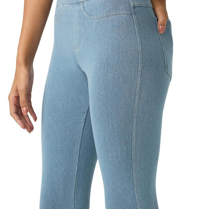 No Nonsense Women's Classic Leggings with Real Back Pockets, Elastic, High Waisted-Stretchy & Trendy Jeans Hosiery, Light Denim, 2X