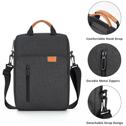 jooeer 13-14 16 Inch Laptop Sleeve Case Waterproof Polyester Shoulder Bag Compatible with MacBook Air Pro M4 M3 M2 M1, Surface Pro (Deep Grey, 16 Inch)