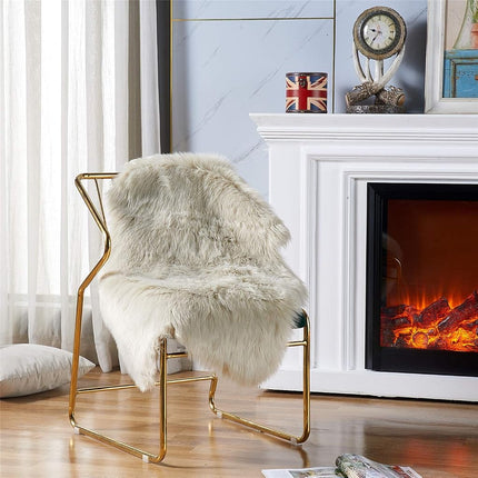 EasyJoy Faux Fur Soft Fluffy Single Sheepskin Style Rug Chair Cover Seat Pad Shaggy Area Rugs for Bedroom Sofa Floor (2 x 3 ft Sheepskin, Beige)