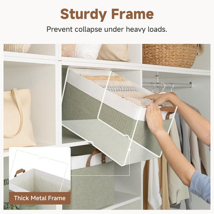 StorageWorks Extra Large Storage Boxes for Shelves, Green and White, 2-Pack