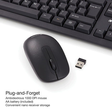 Verbatim Slimline Wireless Keyboard and Mouse Combo 2.4GHz USB Plug-and-Play Numeric Keypad Adjustable Tilt Legs Optical Wireless Mouse Full-Size Computer Keyboard Compatible with PC, Laptop 70741