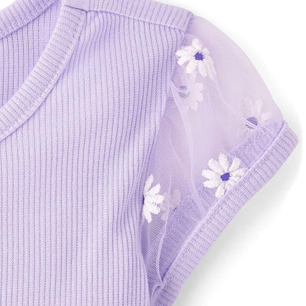 The Children's Place Baby Girls' and Toddler Short Sleeve Dressy Dresses, Loveable Flower Mesh, 6-9 Months