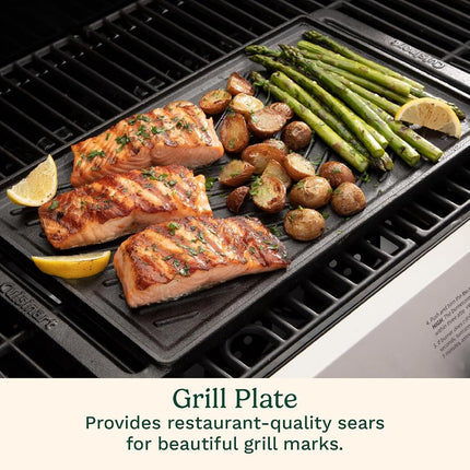Cuisinart CCP-2000 Reversible Cast Iron Grill & Griddle Cookware Plate, Ribbed Grill & Smooth Flat Top Griddle, Black