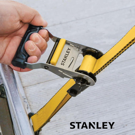 STANLEY S50002-2 Black/Yellow 1.5" x 16' Heavy-Duty Ratchet Straps (5,000 lb Break Strength), 4 Pack