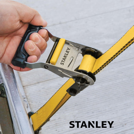STANLEY S50002-2 Black/Yellow 1.5" x 16' Heavy-Duty Ratchet Straps (5,000 lb Break Strength), 4 Pack