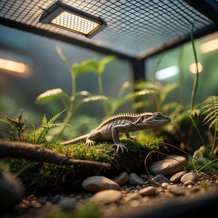 ECKPO Dimmable LED Reptile UVB Lamp, 8000 Hours UVB Duration for Much Longer Lifespan, Adjustable 4/8/12-Hour Cycles, Suitable for Tortoise and Gecko, 4W, S Size