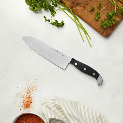 J.A. Henckels International Statement Hollow Edge Santoku Knife, 5-inch, Black/Stainless Steel