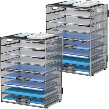 9-Tier Paper Organizer for Desk, Metal Letter Tray