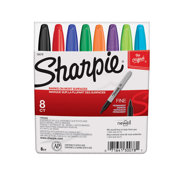 SHARPIE 30078 Permanent Markers, Fine Point, Class