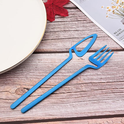 JASHII Silverware Set Satin Finish 24-Piece Stainless Steel Flatware Set Kitchen Utensil Set Service for 6 Tableware Cutlery Set Dishwasher Safe (Matte Blue)