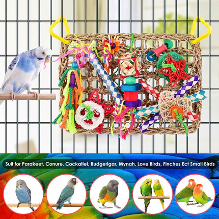 KATUMO Bird Toys, Large Bird Foraging Wall Toy, Woven Climbing Hammock Mat