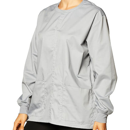 WonderWink Unisex-Adult's Snap Front Jacket, Grey, X-Small