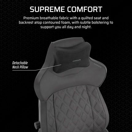 Corsair TC500 LUXURY Gaming Chair Breathable Textile � Wide Seat � Five-Way Armrests Adjustable � 90-160 Degree Tilt � Adjustable Lumbar Support � Shade