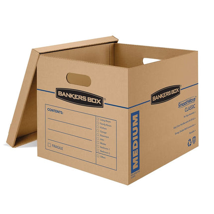 BANKERS BOX SmoothMove Classic Moving Boxes, Tape-Free Assembly, Easy Carry Handles, Medium, 18 x 15 x 14 Inches, 20 Pack (8817202)