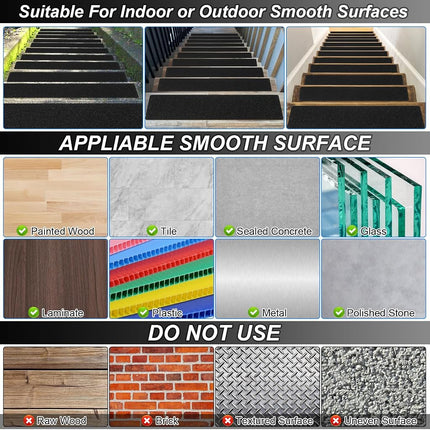 SMILOOL Outdoor Stair Treads Non-Slip Step Strips for Wooden Steps 5 Pack 8” x 30” Anti Slip Grip Tape Precut for Outside Stairs, Non Skid Stair Tread Mats Weather Resistant for Outdoors, Black