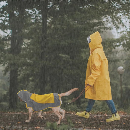 IECOii Dog Raincoat, Waterproof & Windproof Dog Rain Jacket with Reflective Strips for Rainy Walks,Pet Rain Poncho with Hood,Quick Dry,Easy to Wear,Yellow,XXL