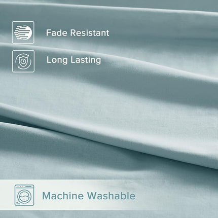 Comfort Spaces 100% Cotton Percale Sheets Twin Sheet Set 3 Pcs, Light Blue