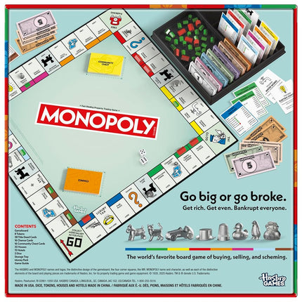 Monopoly Board Game | Classic Game with Storage Tray and Larger Tokens | Ages 8+ | 2 to 6 Players | Family Games for Kids and Adults | Kids Gifts