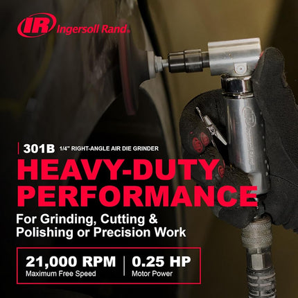 Ingersoll Rand Die Grinder 301B, Replaced by 301B-M, 6mm Collet Right Air Die Grinder, 21,000 RPM, Ball-Bearing Construction, Housing, Lightweight, 1-Unit, Angle, Aluminium, Value