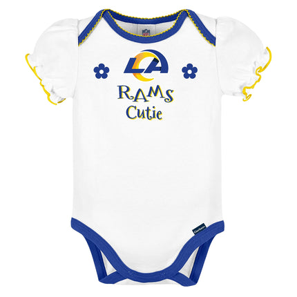 Gerber Baby Girl's NFL 3 Pack Short Sleeve Onesie Bodysuit, Team Color, 18 Months