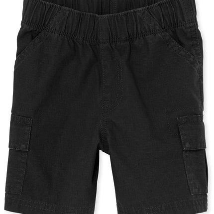 The Children's Place Baby Single and Toddler Boys Pull on Cargo Shorts, Black Single, 18-24 Months