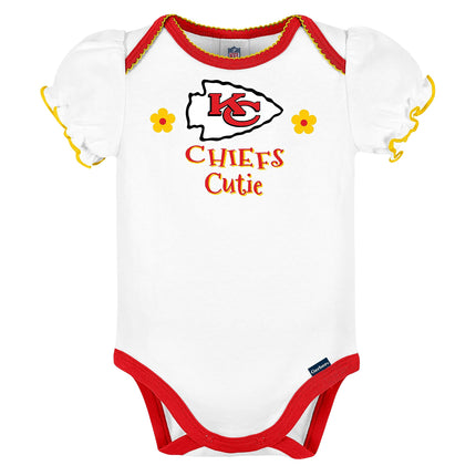 NFL Gerber Baby Girl's Standard 3 Pack Short Sleeve Onesie Bodysuit, Team Color, 18 Months