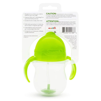 Munchkin Click Lock Weighted Flexi-Straw Cup, Green 7 oz 207ml ***Waterproof Label's Included to Personalise Your Little One's Cup***
